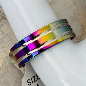 Rainbow Stainless Steel Ring Band